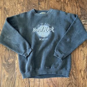 Vintage Hard Rock SAVE THE PLANET Pullover Sweatshirt Medium Distressed Memphis